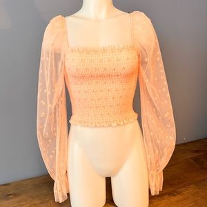 Pink Puff Sleeve Crop Top